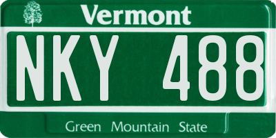 VT license plate NKY488