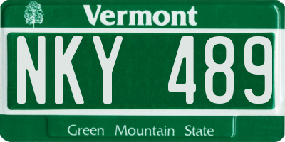 VT license plate NKY489