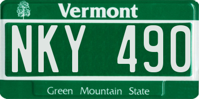 VT license plate NKY490