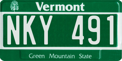 VT license plate NKY491