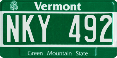 VT license plate NKY492