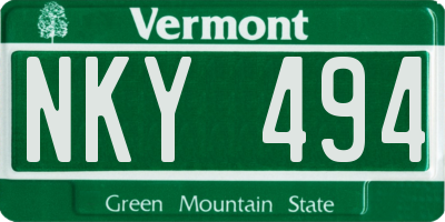 VT license plate NKY494