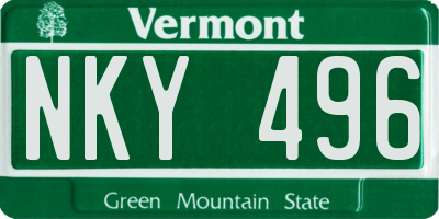VT license plate NKY496