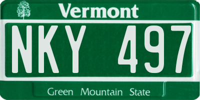 VT license plate NKY497