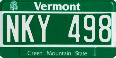 VT license plate NKY498