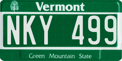 VT license plate NKY499