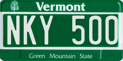 VT license plate NKY500