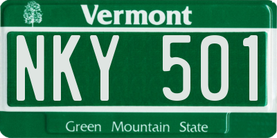 VT license plate NKY501
