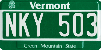 VT license plate NKY503