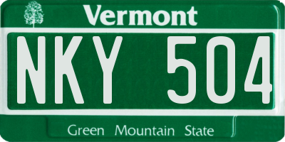 VT license plate NKY504