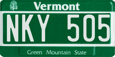 VT license plate NKY505