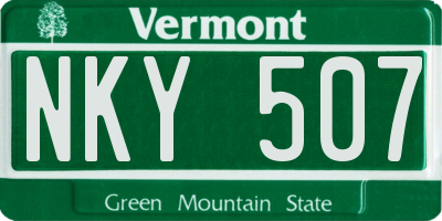 VT license plate NKY507