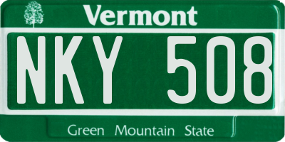 VT license plate NKY508