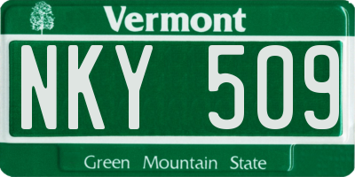 VT license plate NKY509