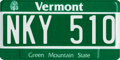VT license plate NKY510