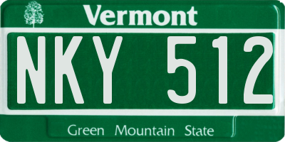VT license plate NKY512