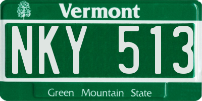 VT license plate NKY513
