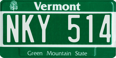 VT license plate NKY514