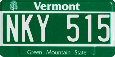 VT license plate NKY515