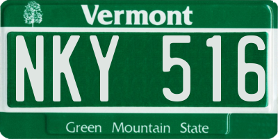 VT license plate NKY516