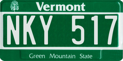 VT license plate NKY517