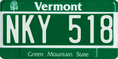 VT license plate NKY518