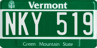 VT license plate NKY519