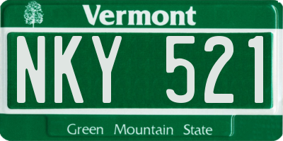 VT license plate NKY521