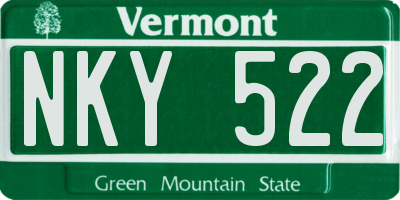VT license plate NKY522