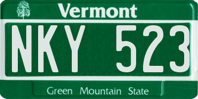 VT license plate NKY523