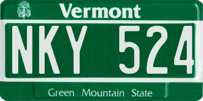 VT license plate NKY524