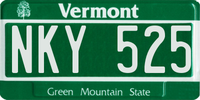 VT license plate NKY525