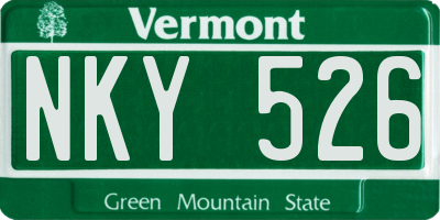 VT license plate NKY526