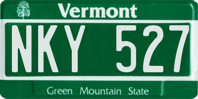 VT license plate NKY527