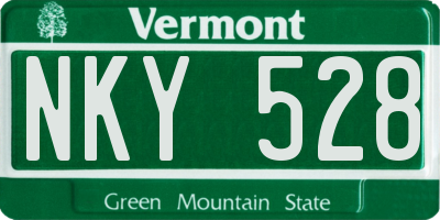 VT license plate NKY528