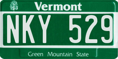 VT license plate NKY529