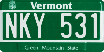 VT license plate NKY531