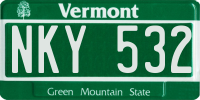 VT license plate NKY532