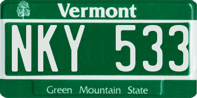 VT license plate NKY533