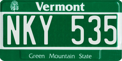 VT license plate NKY535