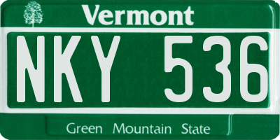 VT license plate NKY536