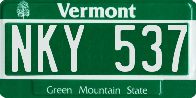 VT license plate NKY537