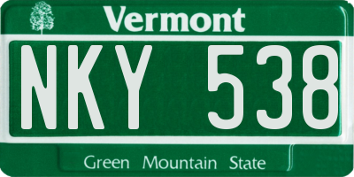 VT license plate NKY538