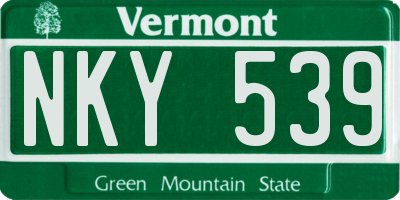 VT license plate NKY539