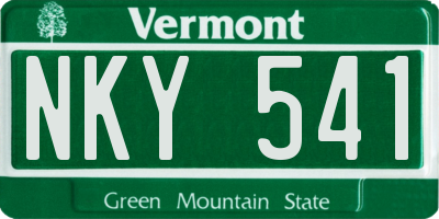 VT license plate NKY541