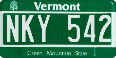 VT license plate NKY542