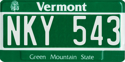VT license plate NKY543