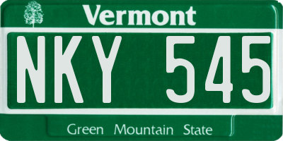 VT license plate NKY545