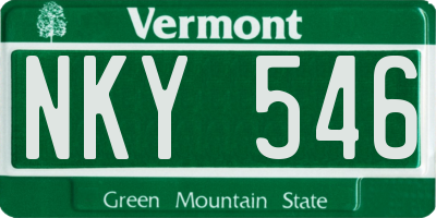VT license plate NKY546
