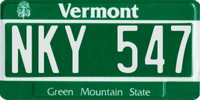 VT license plate NKY547